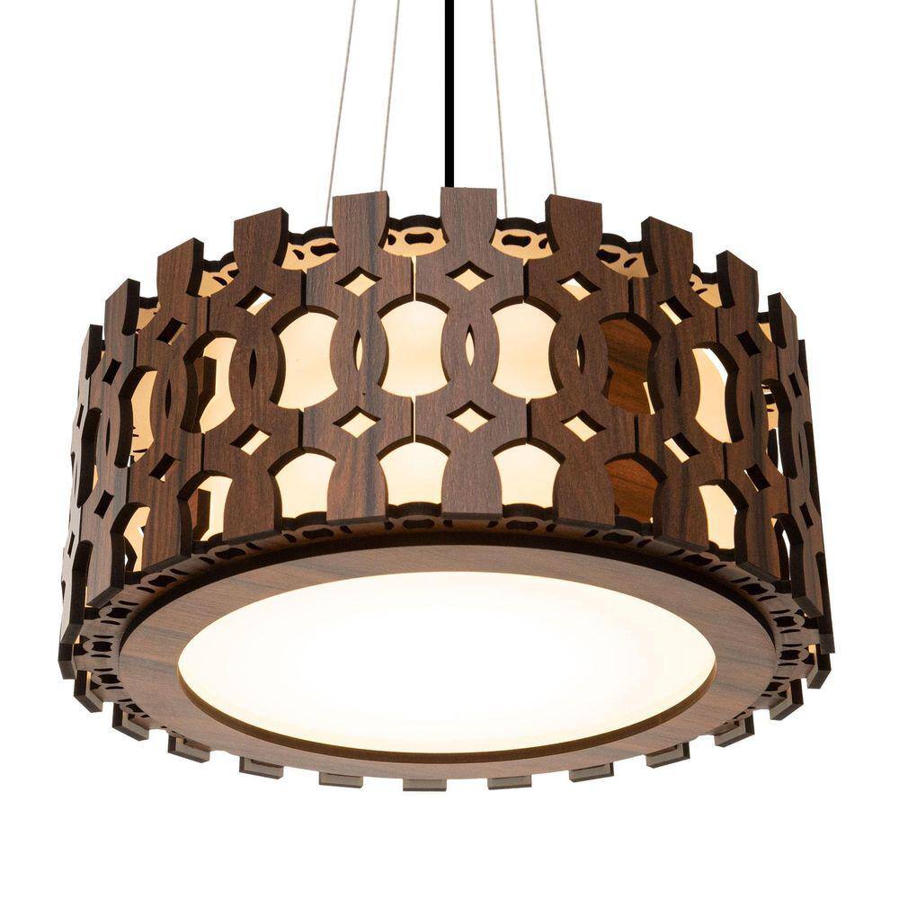 Lustre Decorativo Madeira Pendente Encantadas 60Cm