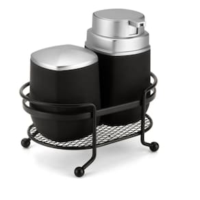 Kit Para Banheiro Lavabo 3 Peças Preto E Cromado - Arthi