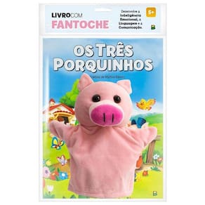 Livro com Fantoche Três Porquinhos - Interativo e Divertido