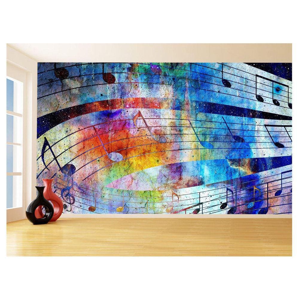 Papel De Parede 3D Musica Notas Musicais Cores 3,5M Mus47