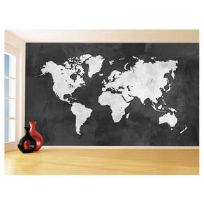 Papel De Parede 3D Mapa Mundi Cimento Concreto 3,5M Nmu45