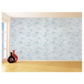 Papel De Parede Concreto Linhas Azul Turquesa 3,5M Kkt306