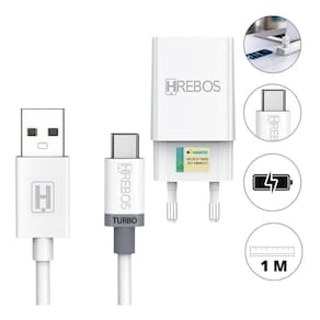 Carregador Samsung 3.1A Turbo Hrebos - Kit Cabo + Base