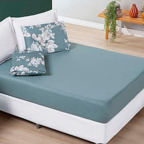 Jogo Cama Lençol Celi Solteiro Micropercal 200 Fios 2 Peças - Verde Floral