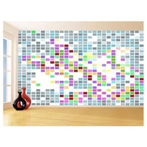 Papel De Parede Geométrico Quadrados Colorido 3,5M Gmt128