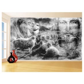 Papel De Parede 3D Religioso Jesus Rebanho Ovelha 3,5M Rl86