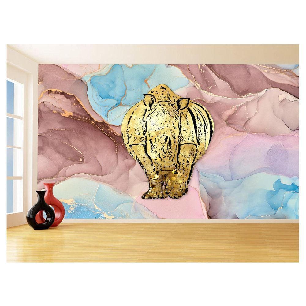 Papel De Parede 3D Animais Pop Art Rinoceronte 3,5M Pxa489