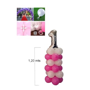 Kit Suporte Clip Anel Coluna Balão Base Bexiga 1,2m Armação