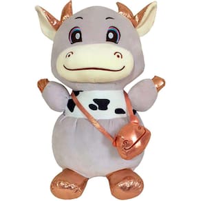 Pelúcia Vaquinha Squish Pals Cinza Colecionável 40cm Toyng