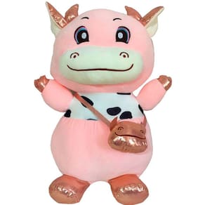 Pelúcia Vaquinha Squish Pals Rosa Colecionável 40cm Toyng