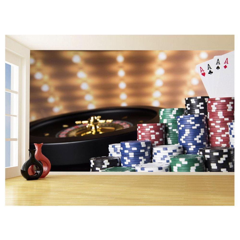 Papel De Parede 3D Salão De Jogos Cartas Poker 3,5M Jcs91