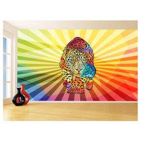 Papel De Parede 3D Animais Pop Art Onça Pintada 3,5M Pxa81