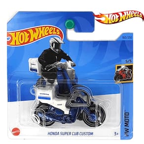 Carrinho Hot Wheels Moto Honda Super Cub Custom Azul Branco