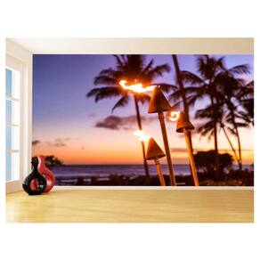 Papel De Parede 3D Paisagem Por Do Sol Mar Praia 3,5M Pds33