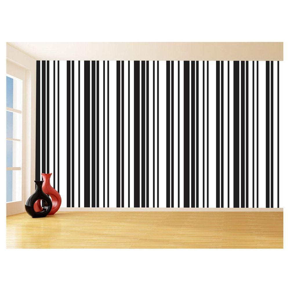 Papel De Parede Listras Preto Branco Verticais 3,5M Lst43