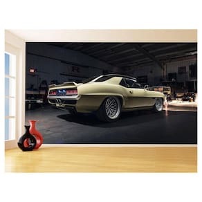 Papel De Parede 3D Carro Antigo Camaro Chevrolet 3,5M Cxr08