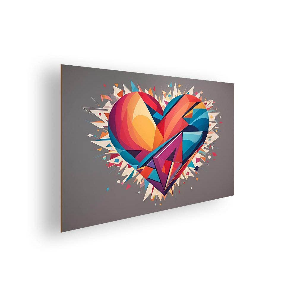Quadro/Placa Decorativa MDF 20x28 Coração Geométrico