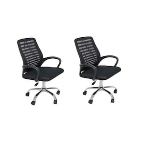 Conjunto 2 Cadeiras Escritório Office Diretor com Encosto e Rodízio Cádis Preto