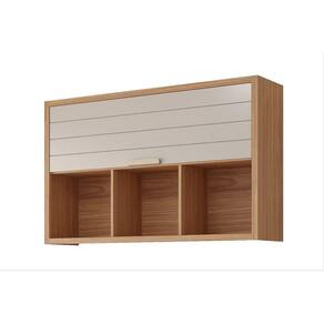 Armário Aéreo 1 Porta Basculante 3 Nichos 120cm Luiza Yescasa Freijó/Off White