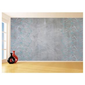 Papel De Parede Concreto Linhas Azul Turquesa 3,5M Kkt305