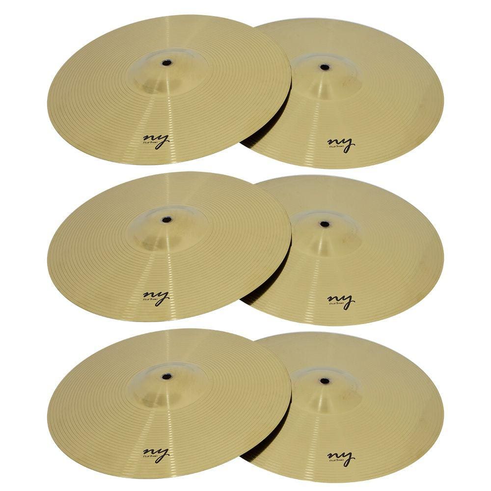 Kit 3 Pares de Pratos de Bateria Chimbal 14” Liga de Aço New York