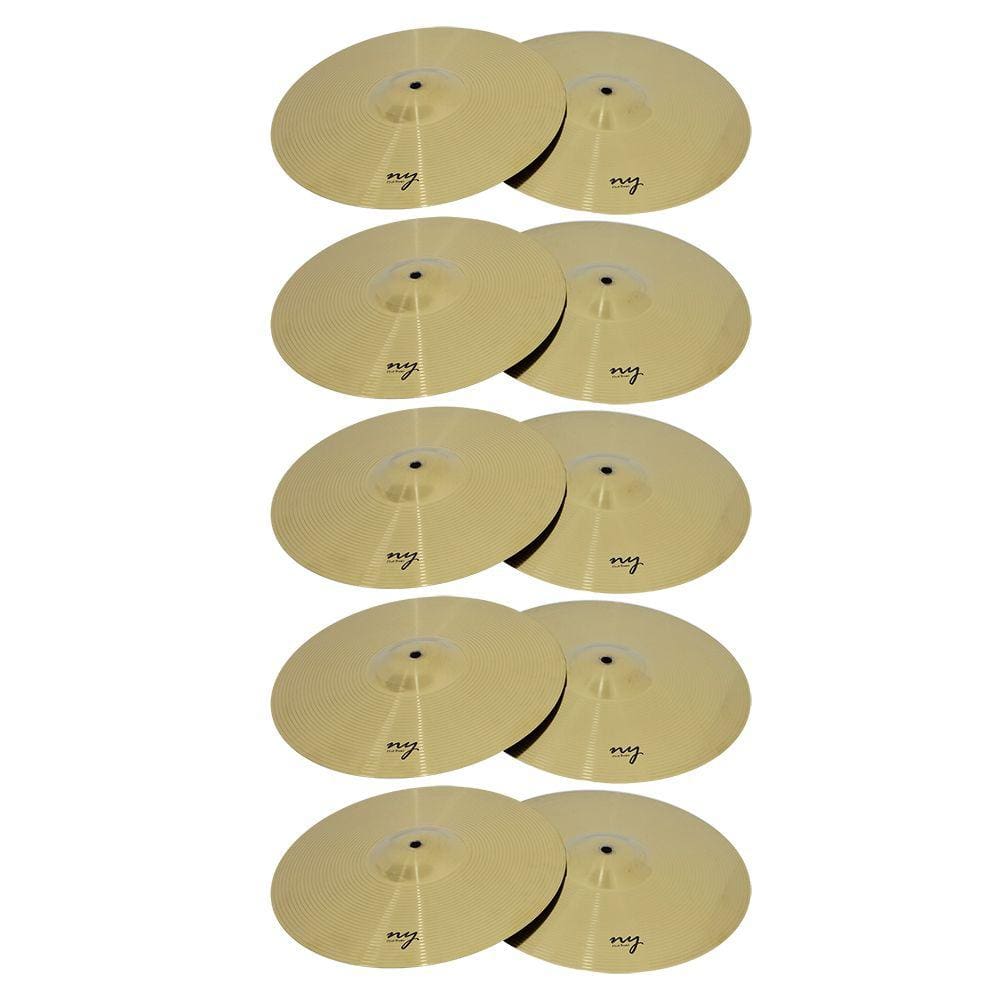 Kit 5 Pares de Pratos de Bateria Chimbal 14” Liga de Aço New York