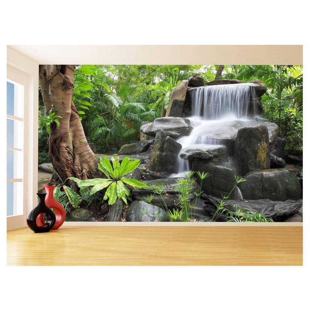 Papel De Parede 3D Paisagem Cachoeira Florestas 3,5M Nch241