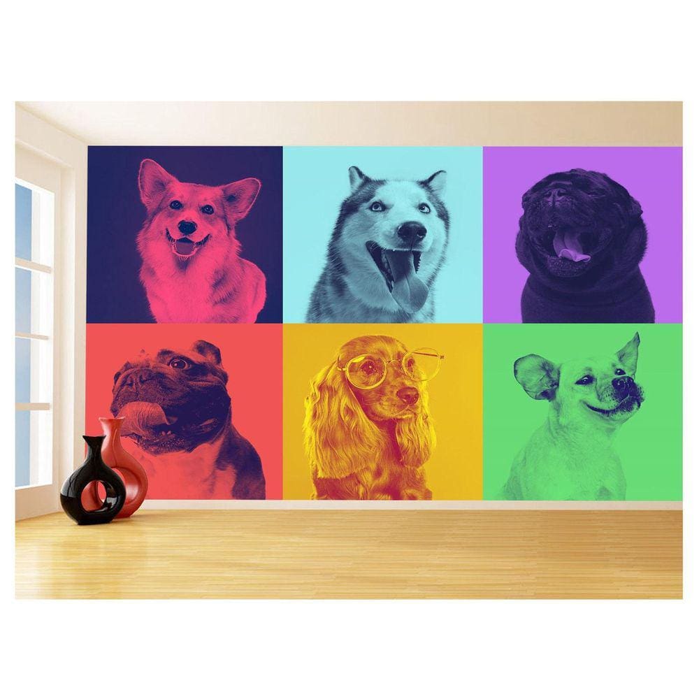 Papel De Parede Animais Cachorro Várias Raças 3,5M Anm423