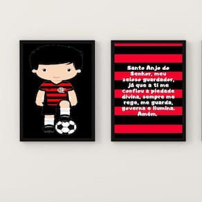 Kit 2 Quadros Infantis Torcedor Flamenguista 45X34Cm
