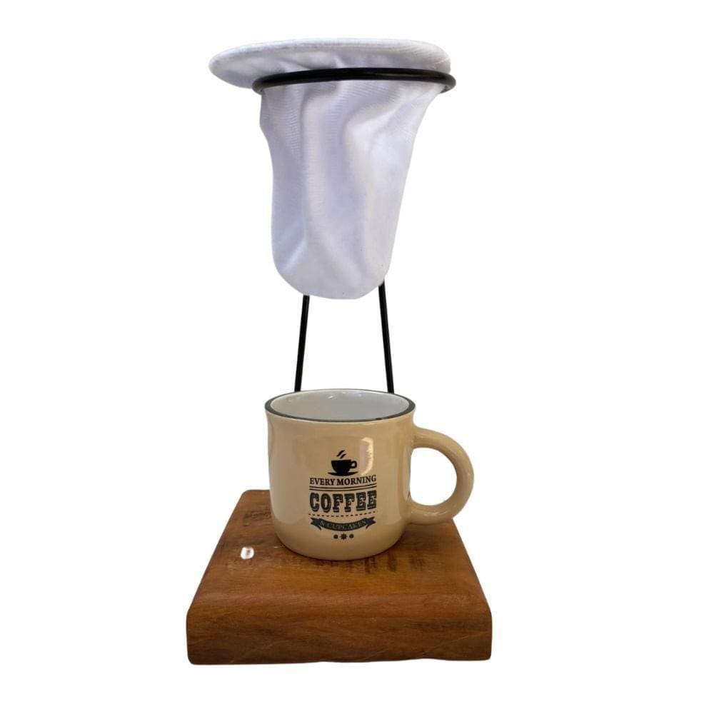 Café Individual Caneca Ceramica E Coador - Demolição Bege