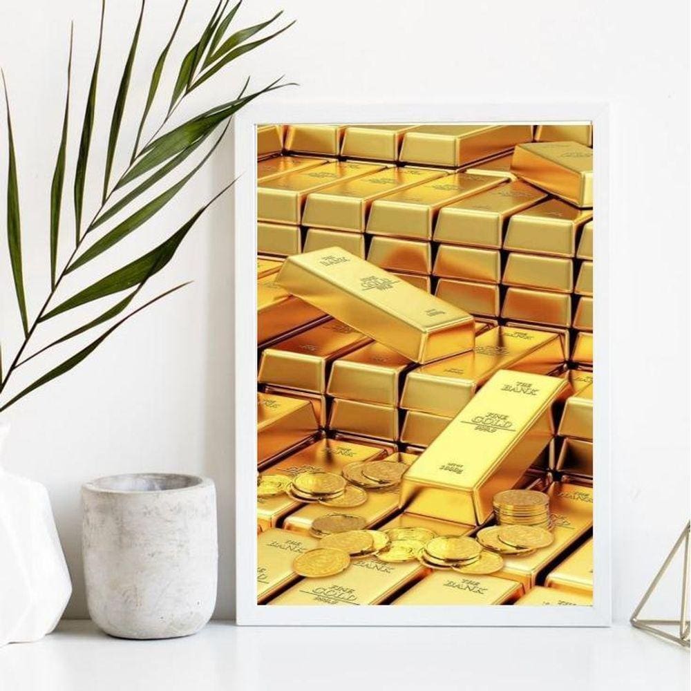 Quadro Arquétipo Da Prosperidade Barras De Ouro 24X18Cm