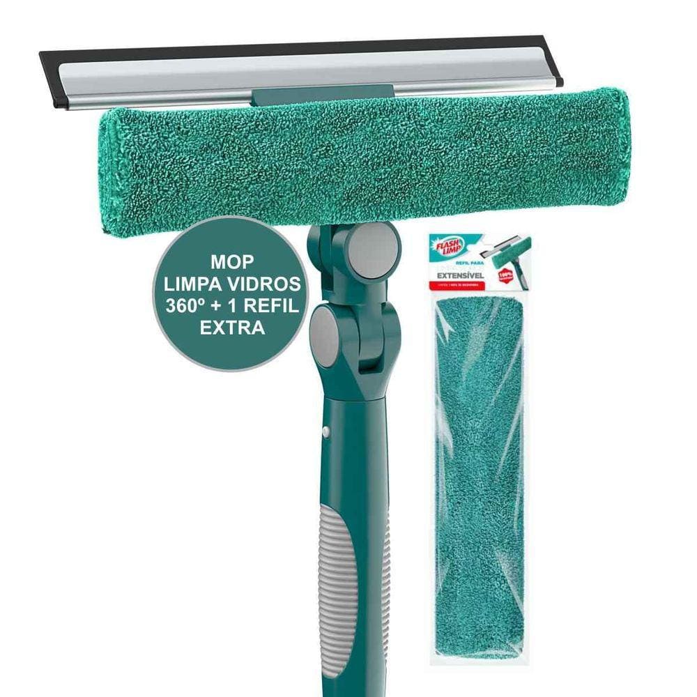 Kit Limpa Vidros Flash Limp Extensivel 360 Cabo 164Cm