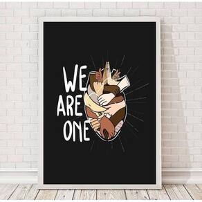 Quadro paz na terra we are one 24x18cm - Madeira Preta