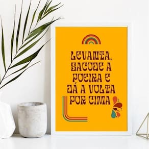 Quadro Levanta Sacode a Poeira 24x18cm - Madeira Preta