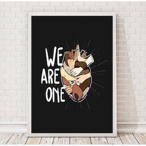 Quadro Paz na Terra We Are One 45x34cm - Madeira Preta