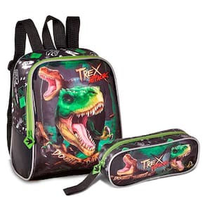Kit Lancheira Térmica + Estojo T Rex Attack Verde