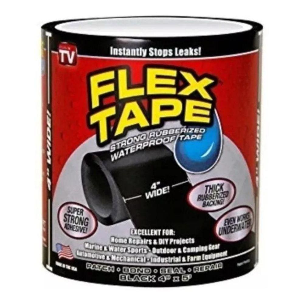 Fita Adesiva Flex Tape 10cm x 1,50m - Impermeável - Preto