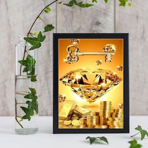 Quadro Prosperidade Ouro Diamante 33x24cm - Madeira Branca
