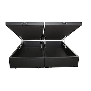 Base Box Baú Casal Bipartido Sintético Preto 138x39x188