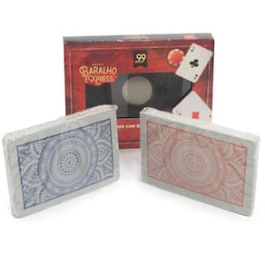 Baralho Duplo Plástico Resistente- Azul/Vermelho- 99 Express