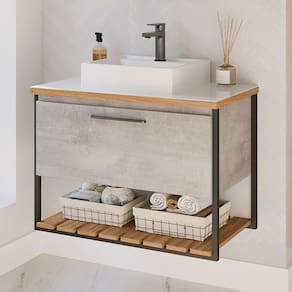 Gabinete Suspenso para Banheiro 80cm com Cuba Metalon Caribe Mgm