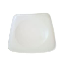 Prato Plástico Melamina Branco Quadrado Refeição 24Cm- 10Un