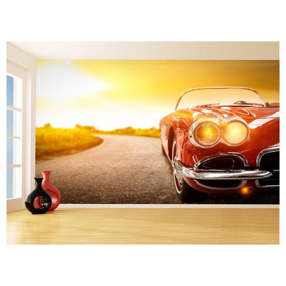 Papel De Parede 3D Carro Antigo Clássico Vintage 3,5M Cxr19