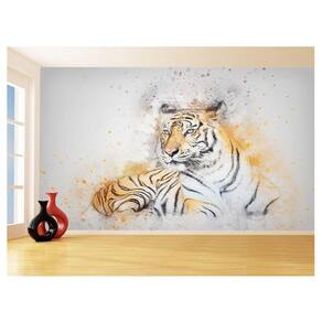 Papel De Parede 3D Animais Tigre Rosto Arte Cor 3,5M Anm565