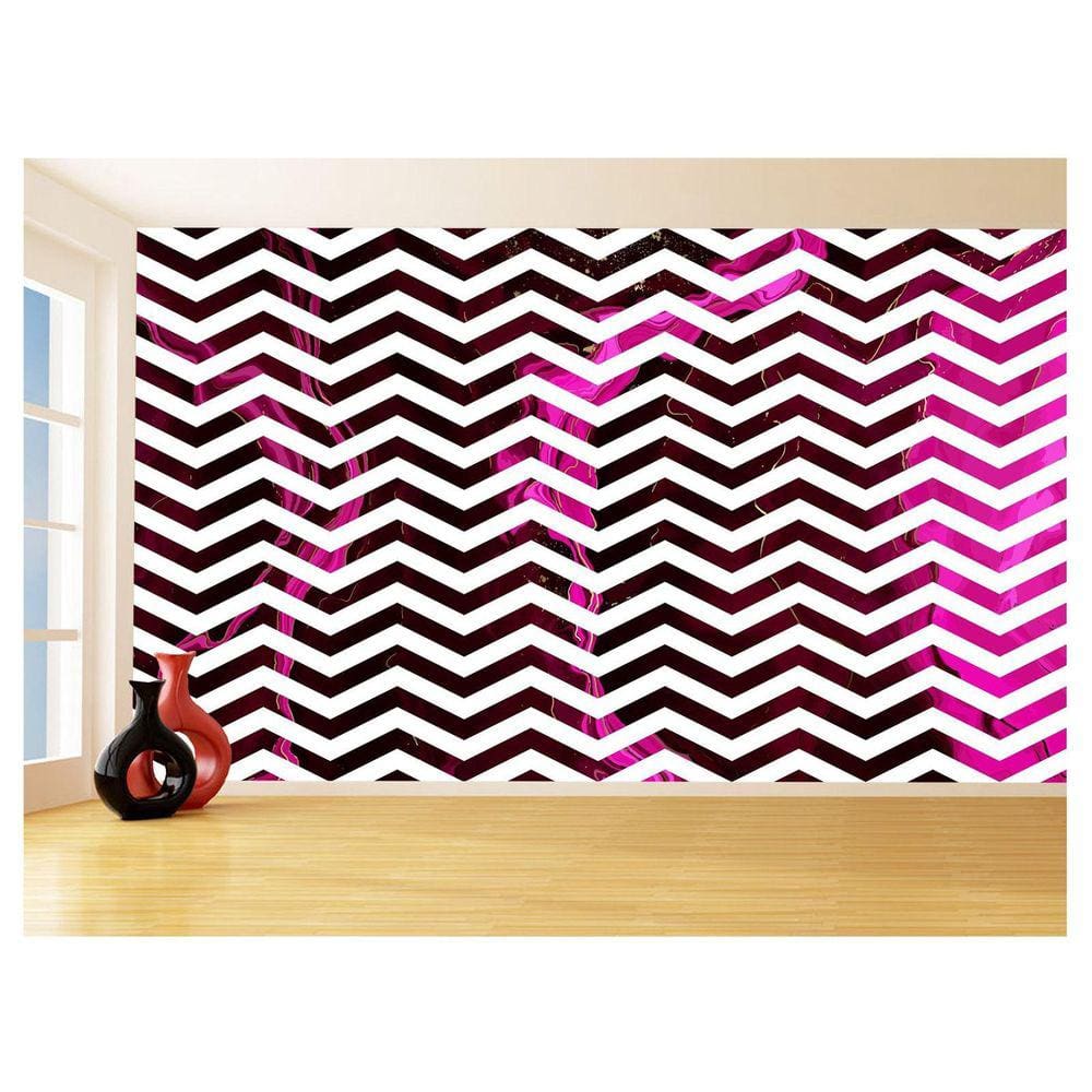 Papel De Parede 3D Sala Chevron Zig Zag Listras 3,5M Zig106