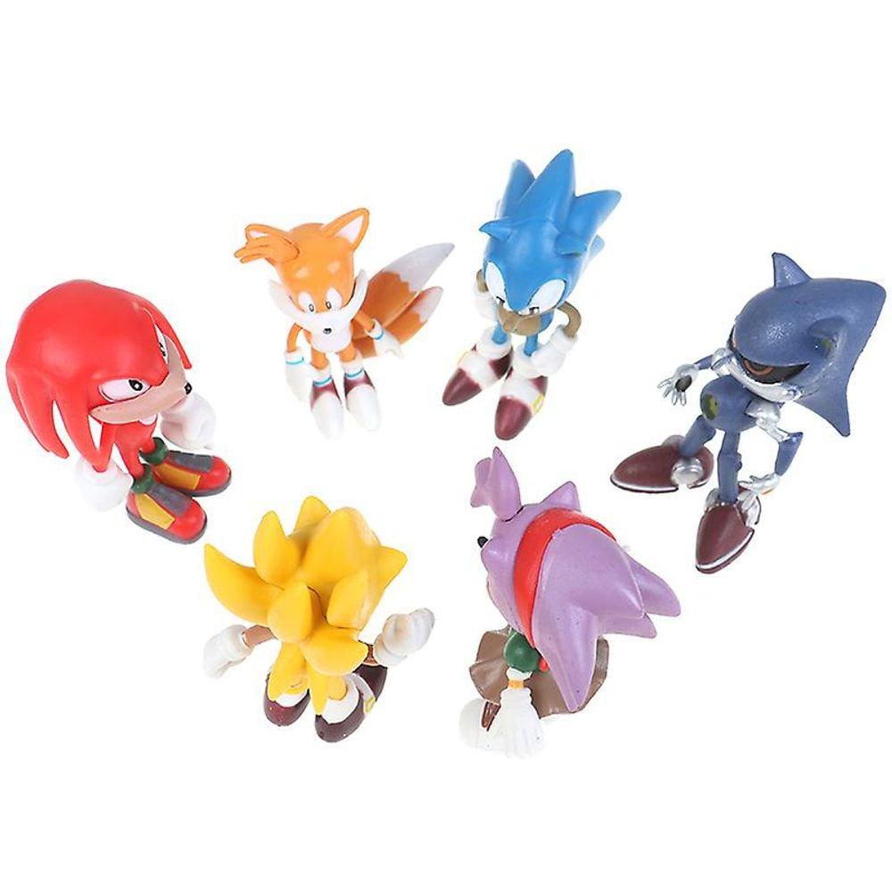 6pcs Sonic O ouriço Knuckles Sombra Action Figure Crianças