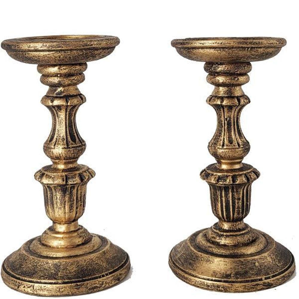 Par Castiçal Ornamental De 22Cm Tridimensional 22004