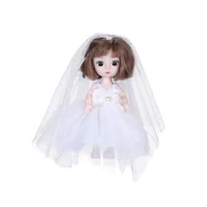Lindo vestido de boneca de cabelo liso encaracolado, boneca