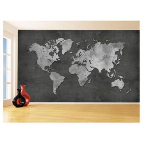 Papel De Parede 3D Mapa Mundi Cimento Concreto 3,5M Nmu33