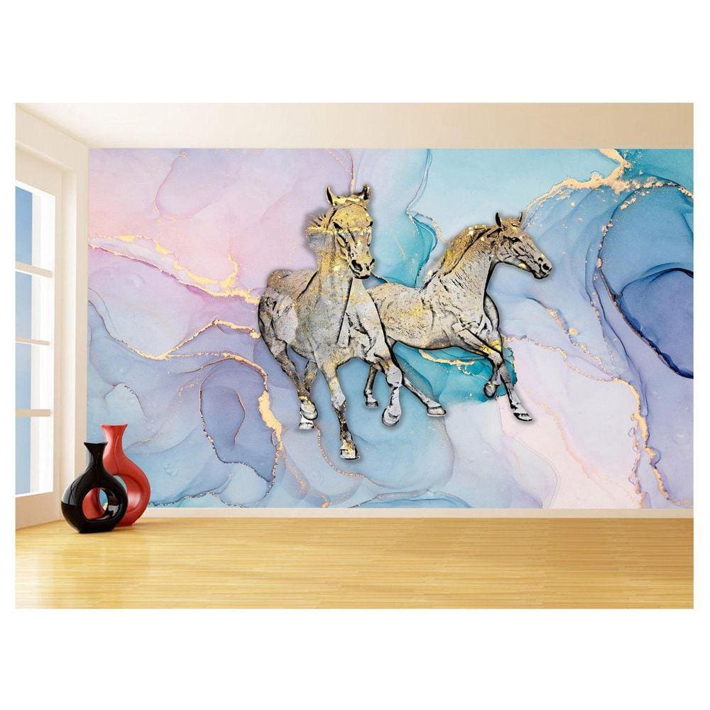 Papel De Parede Animais Pop Art Cavalos Cores 3,5M Pxa344